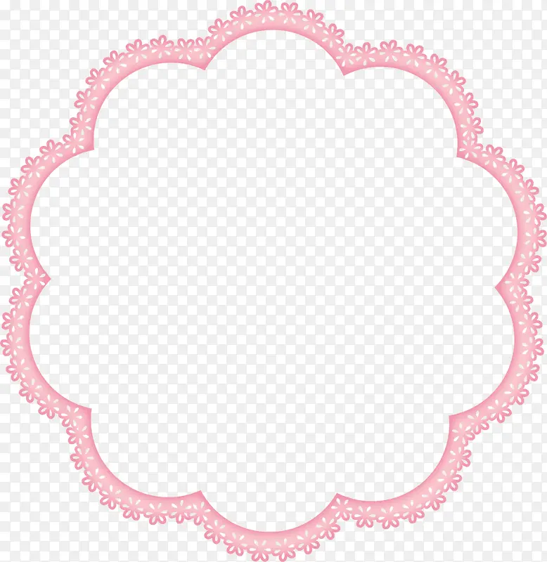 粉色花环形边框
