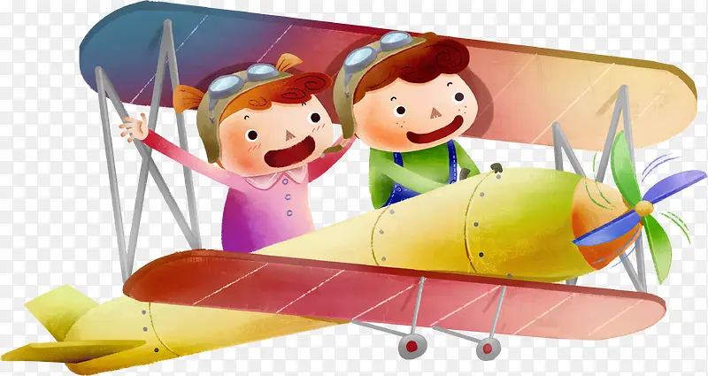 开飞机的卡通娃娃