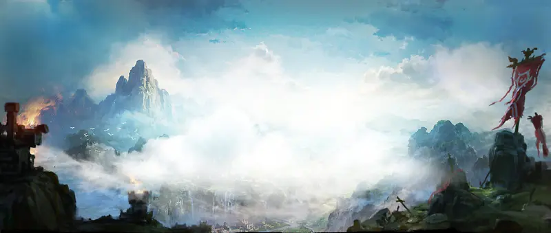 天空雪山云朵蓝色游戏页面