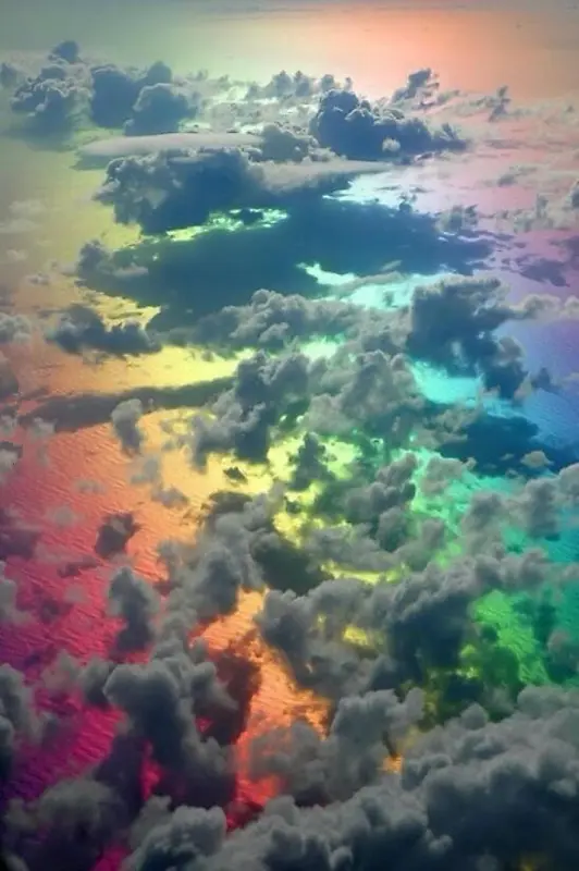 彩色天空云朵彩虹海报背景
