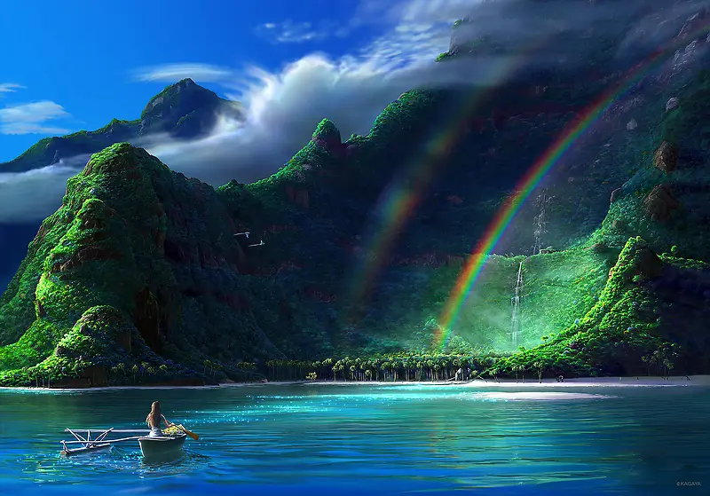 彩虹流水高山小湖