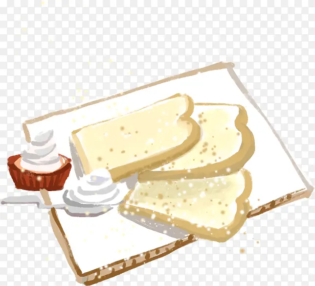 手绘面包食物奶酪