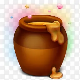 溢出蜂蜜的土陶罐