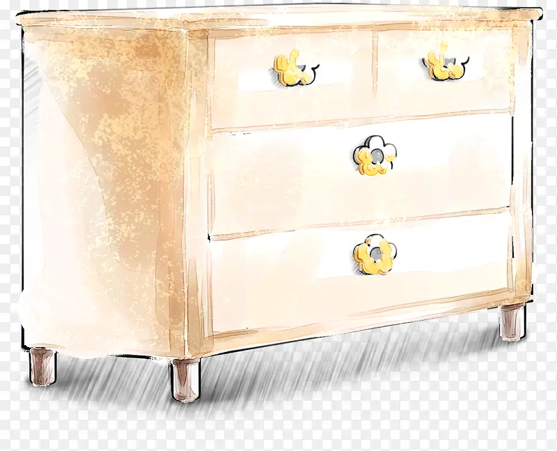 黄色手绘创意简约家具柜子