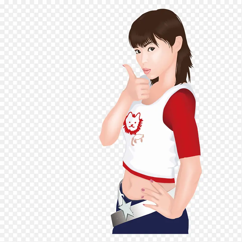 竖起大拇指的女孩