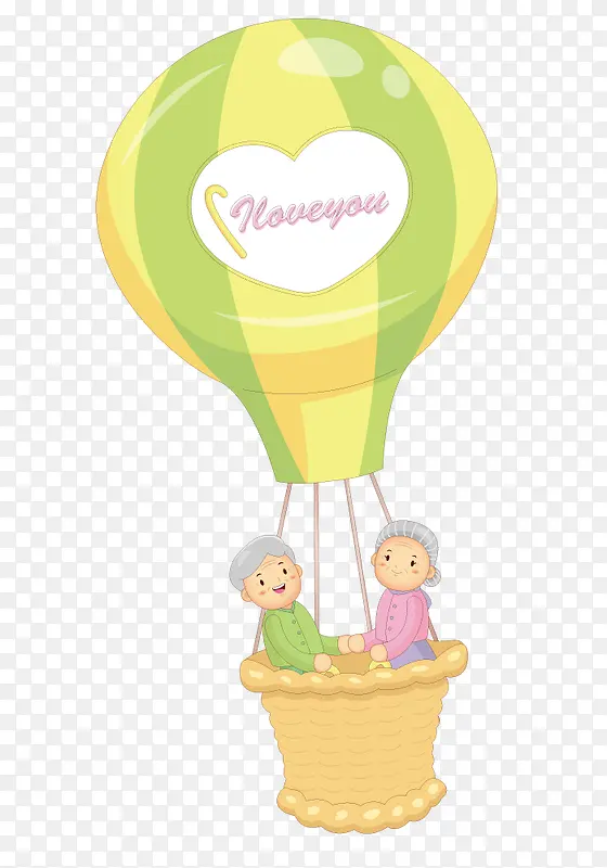 爷爷奶奶在热气球上