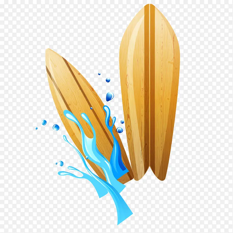 木头冲浪板海浪
