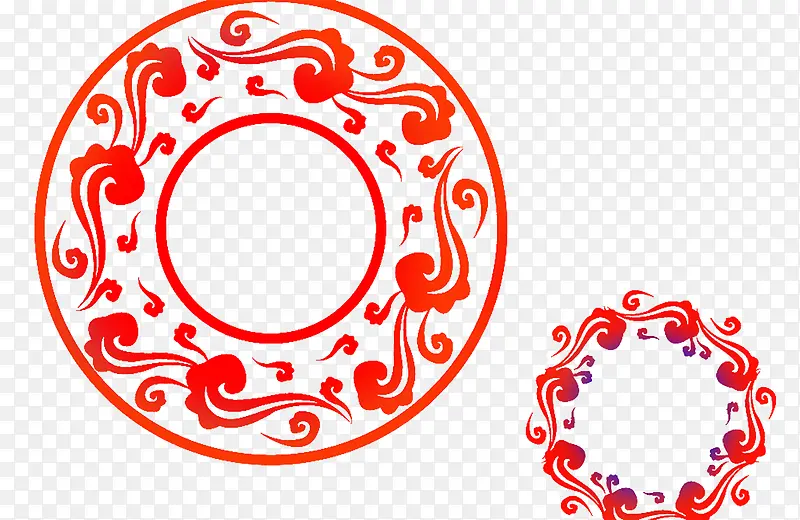 中国风矢量红色云纹