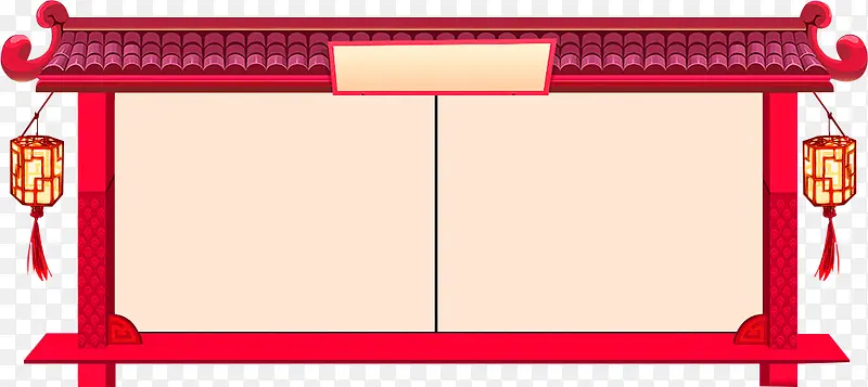 红色中国风建筑装饰图案