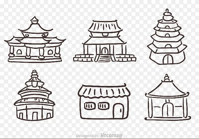 中国古建筑简笔画