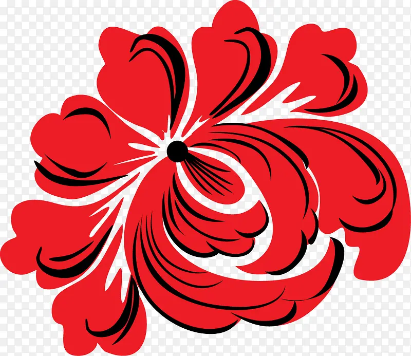 手绘红色牡丹花