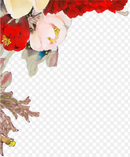 红色中国风牡丹花朵