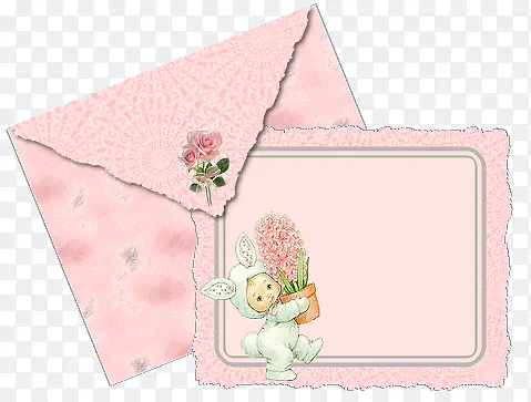 粉色花纹信封信纸