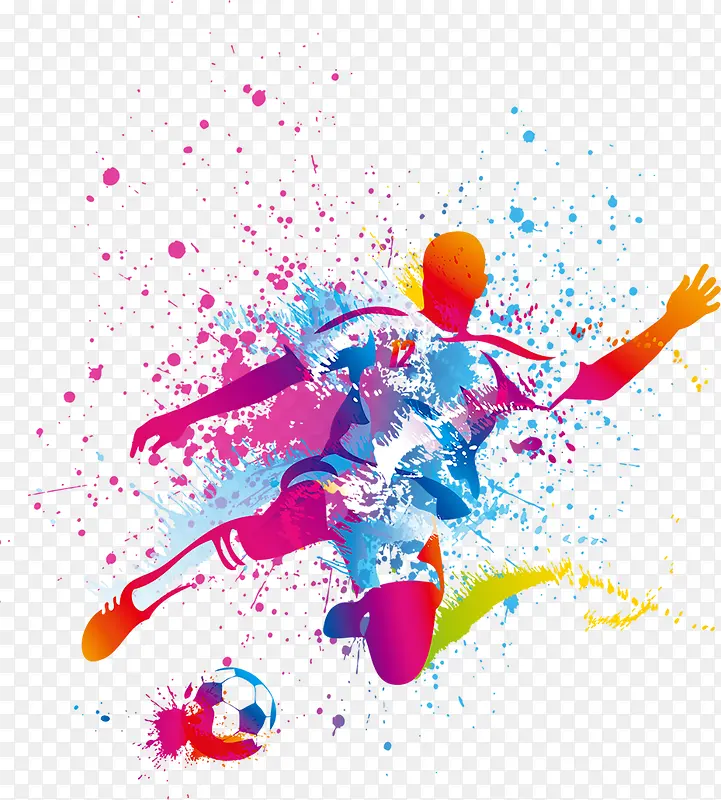 世界杯踢足球插画设计