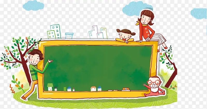 手绘卡通黑板公园