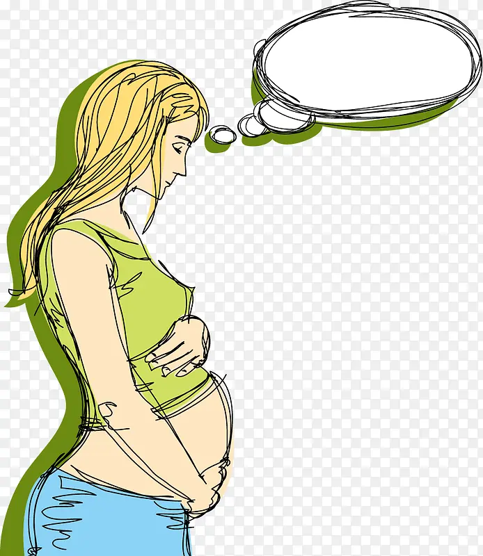 卡通孕妇和对话框