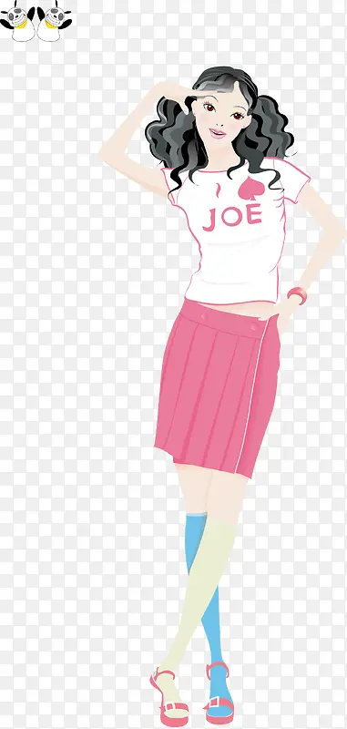 手绘矢量卡通女人