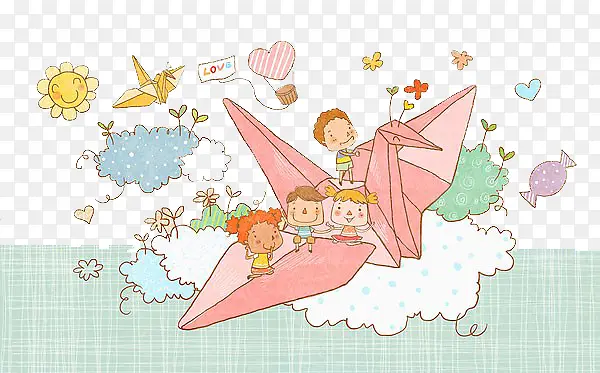 纸飞鹤和孩子