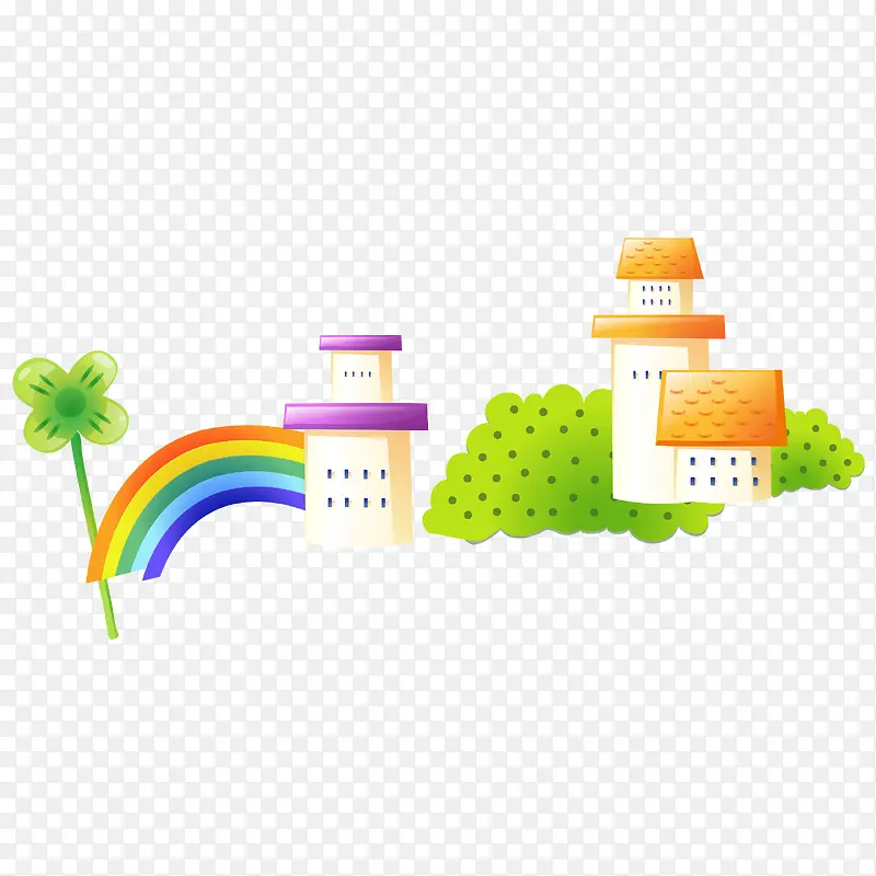 卡通房屋装饰插画广告设计扁平化