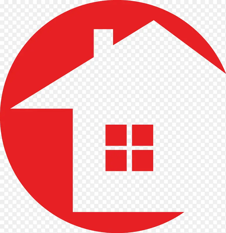 红色房屋扁平标志
