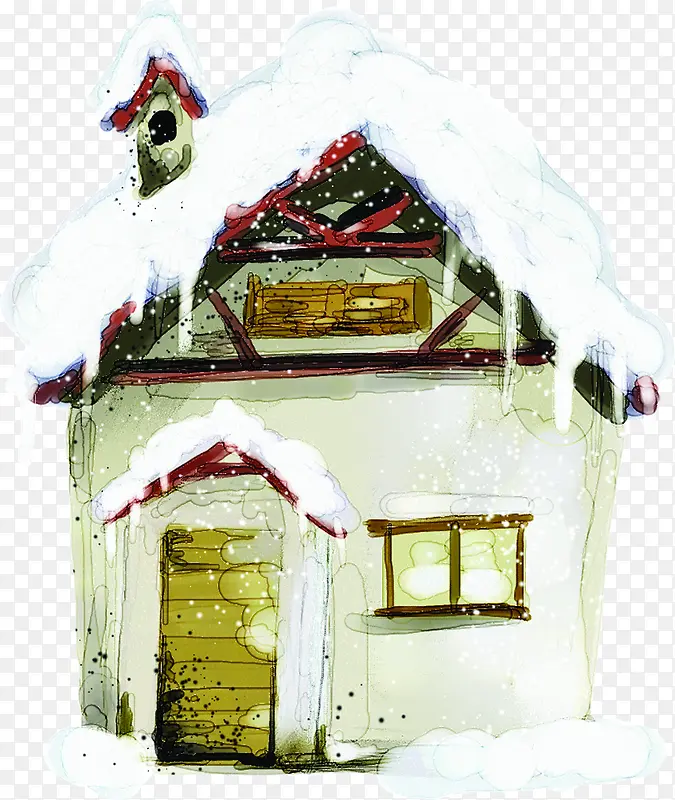 冬日雪天建筑房屋