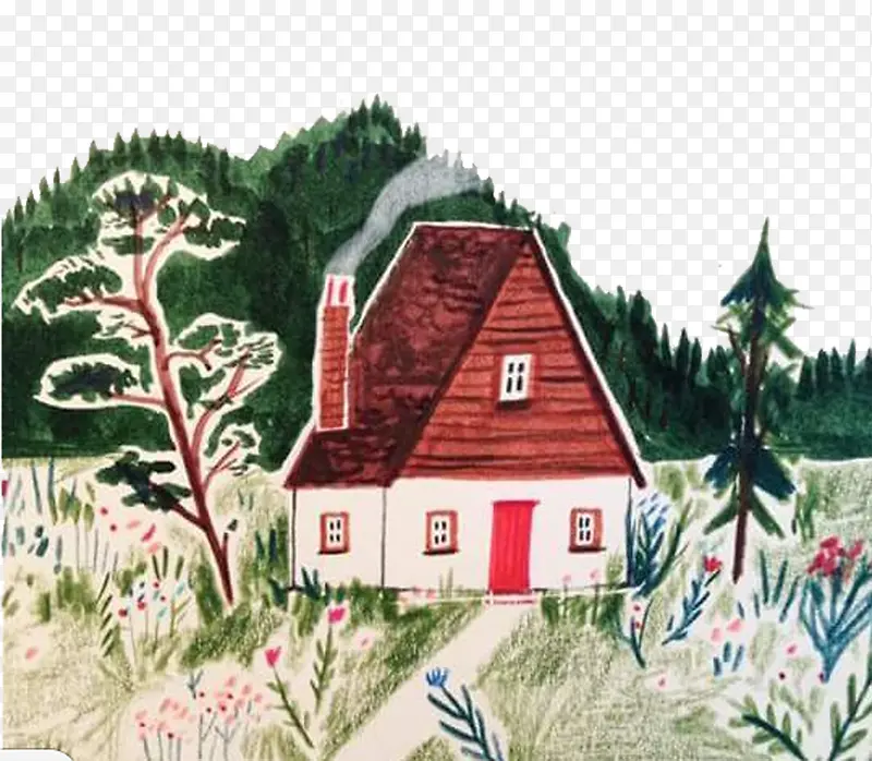 手绘房屋插画