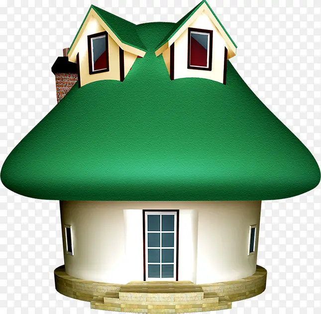 绿色卡通可爱房屋创意建筑