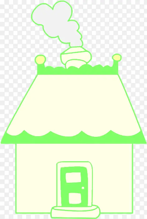 可爱绿色房屋建筑卡通
