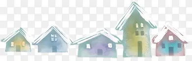 手绘冬季房屋设计