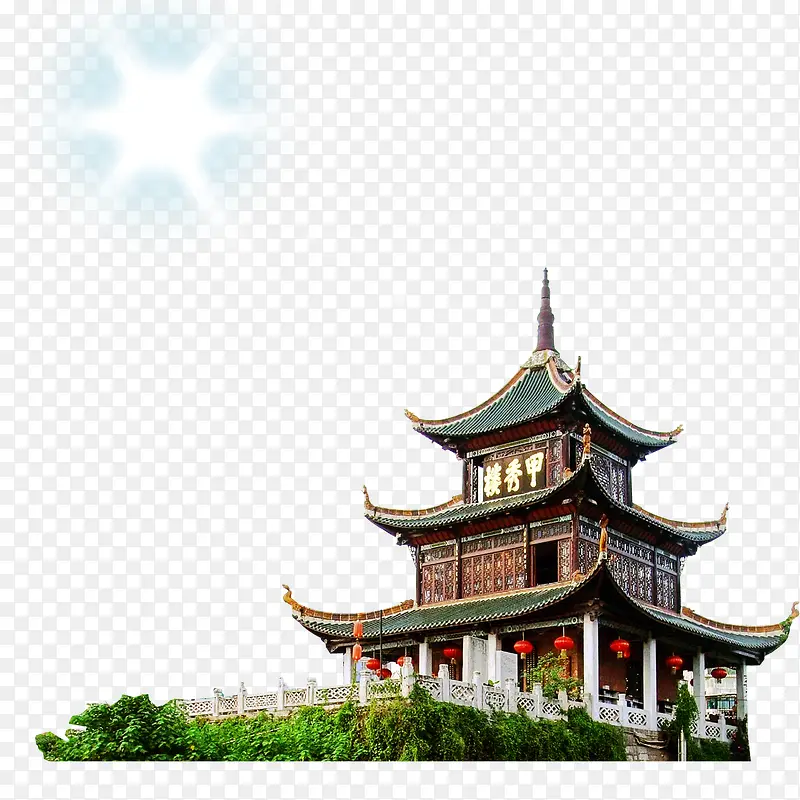 中国风建筑房屋花园