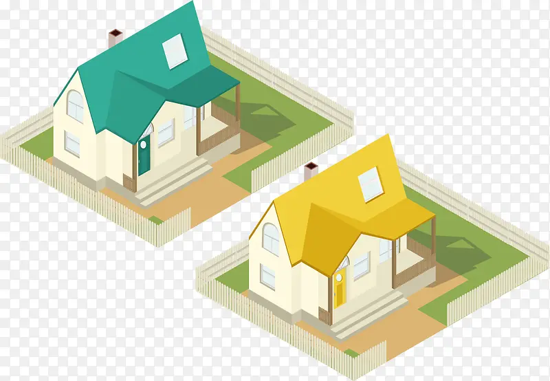 城镇都市地产立体房屋模型矢量