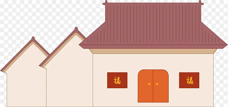 中国风手绘的房子
