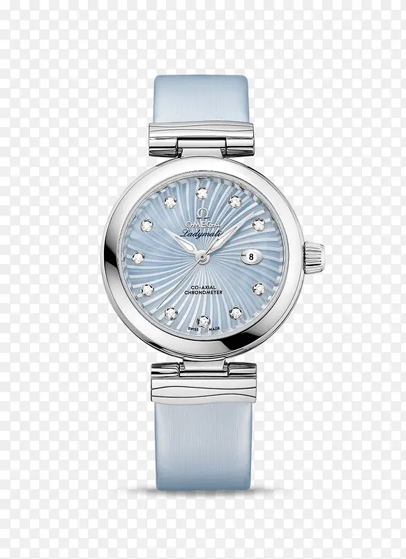 欧米茄女表蓝色镶钻腕表手表