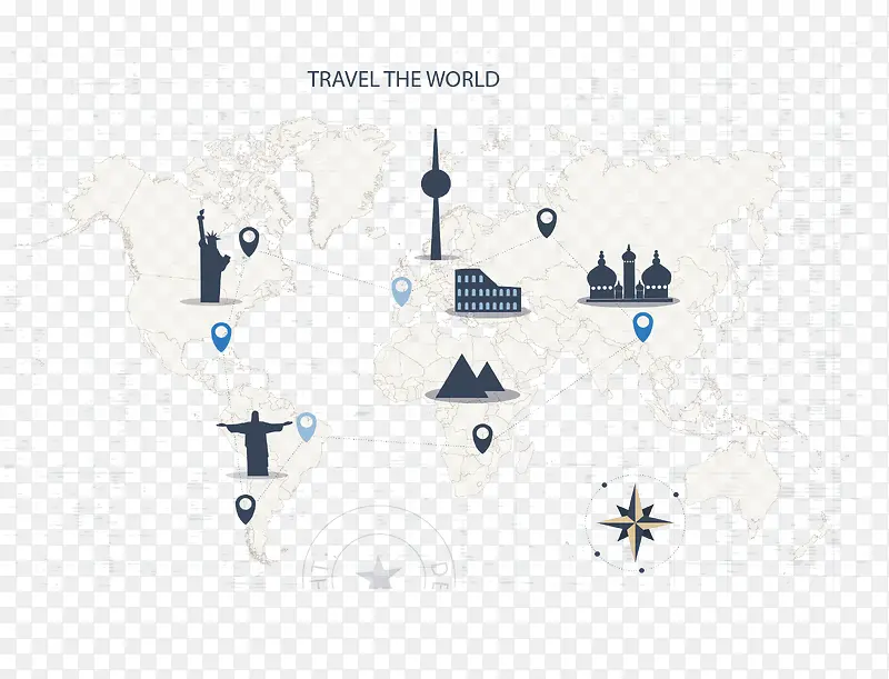 世界地图旅游海报