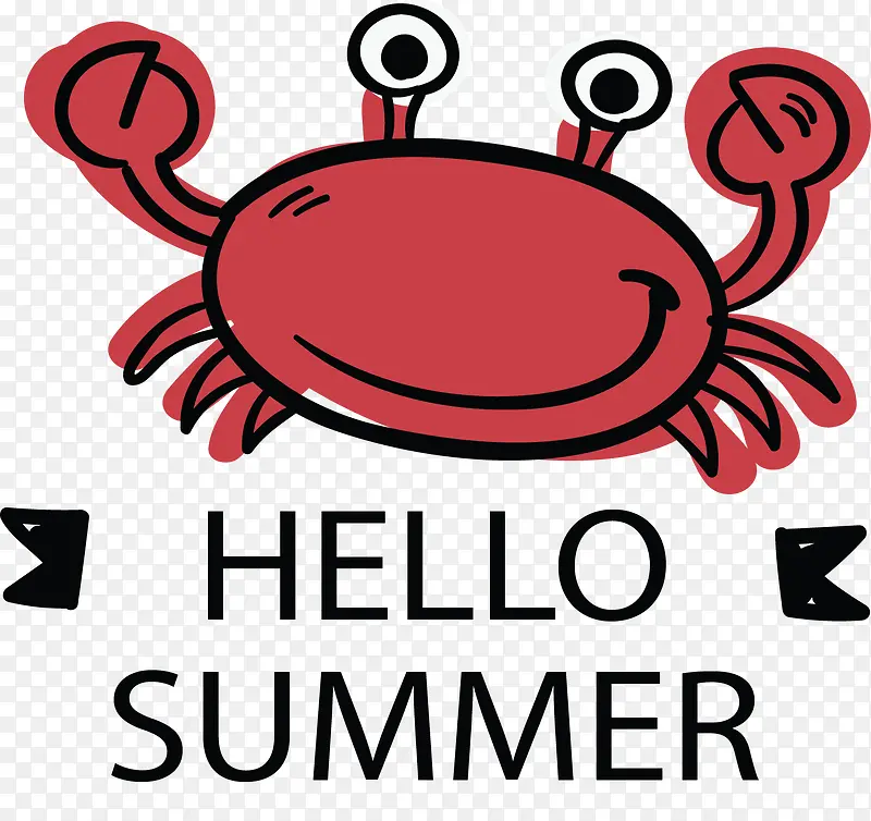 你好夏天卡通螃蟹