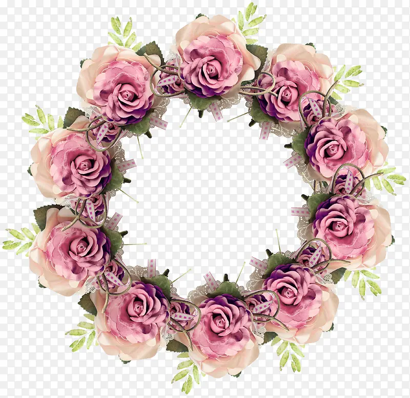 粉色花朵花环