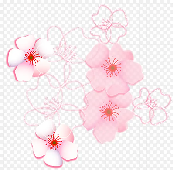 粉色手绘装饰花朵