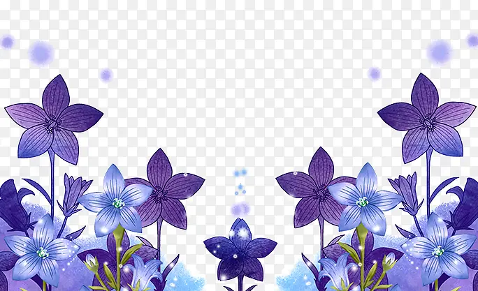 紫色卡通手绘鲜花背景