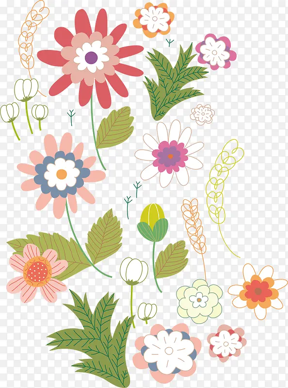 手绘花草矢量图