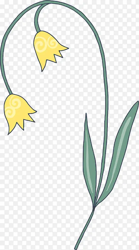 卡通手绘黄色的小花绿叶