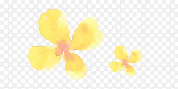 黄色唯美水彩四瓣花装饰图案