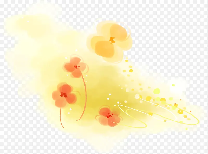 黄色温馨手绘花朵梦幻
