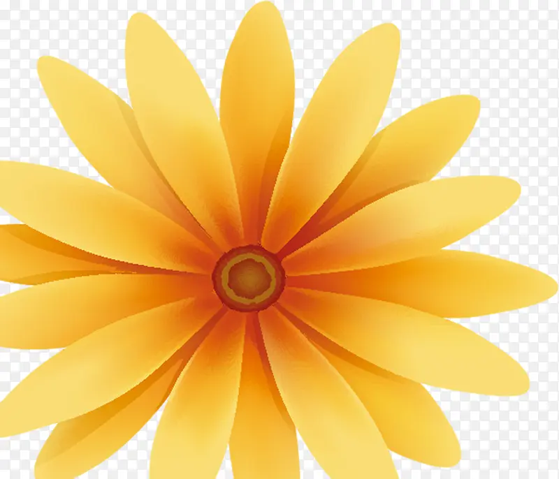 黄色卡通手绘花瓣花朵分层