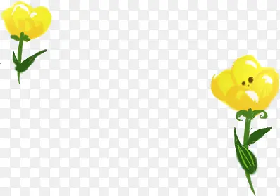 手绘黄色清明节花朵装饰