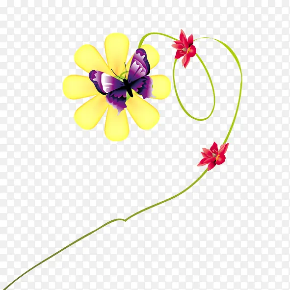 黄色花朵与蝴蝶