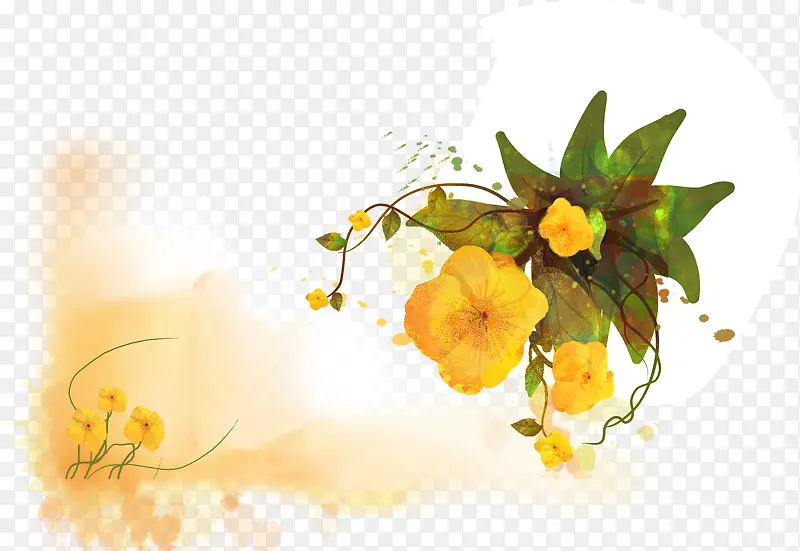 手绘黄色花朵边框装饰
