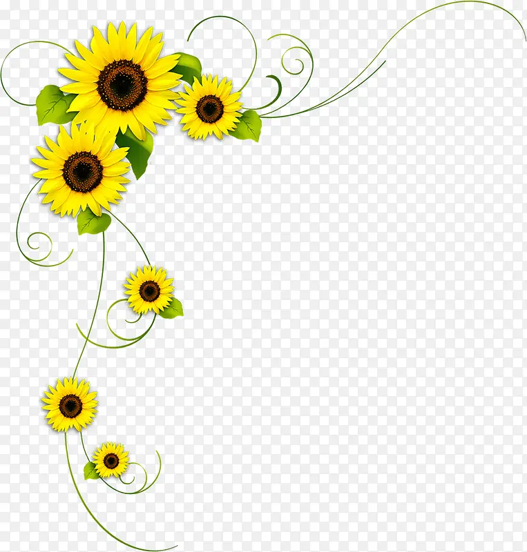 黄色卡通向日葵花朵装饰