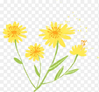 手绘黄色花朵清新植物
