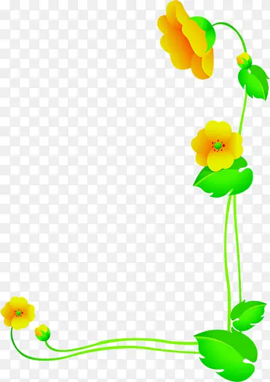 黄色卡通唯美花朵植物设计