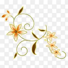 手绘黄色花朵花纹装饰